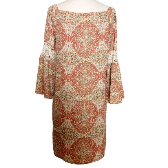 EMMA & MICHELE Boho Orange White Dress Size Small - Picture 5 of 16